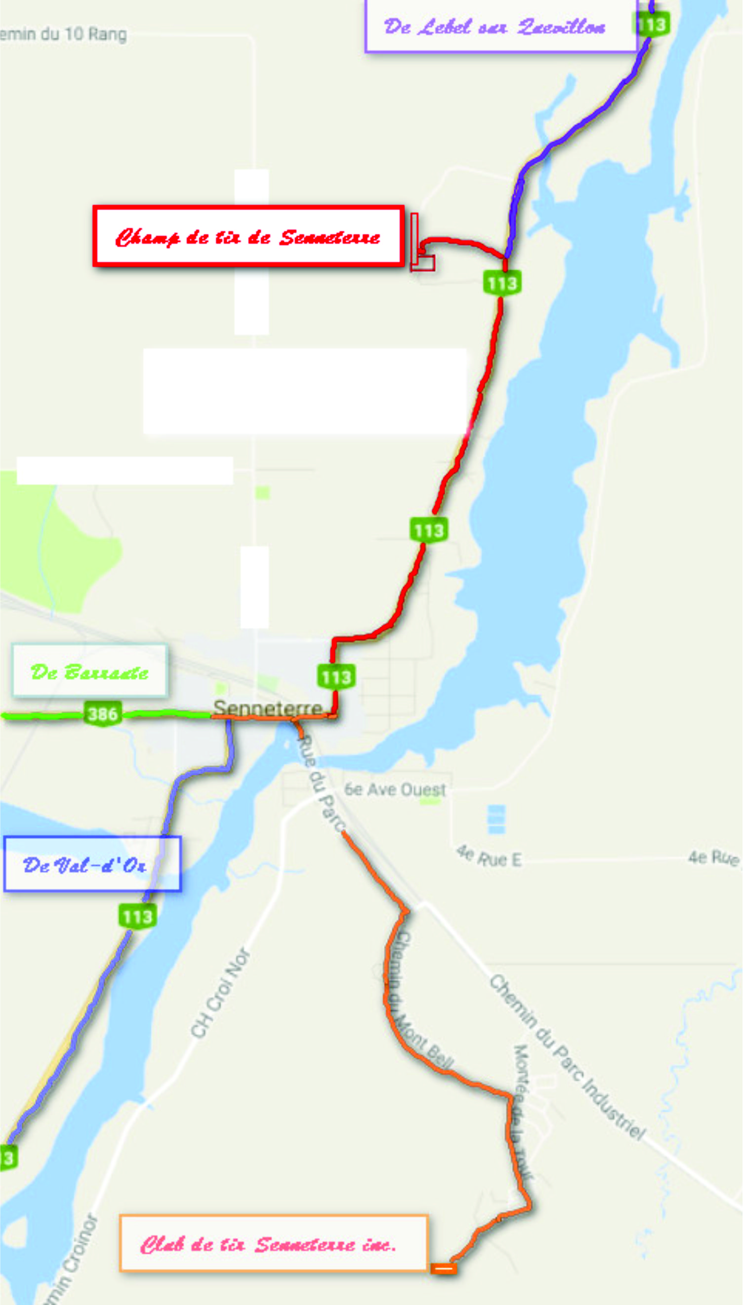 Pour vous rendre au Champ de tir Senneterre